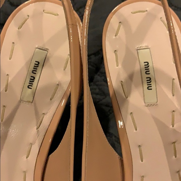 Miu Miu Shoes Miu Miu Nude Peeptoe Slingback Heels Sz 385 Poshmark